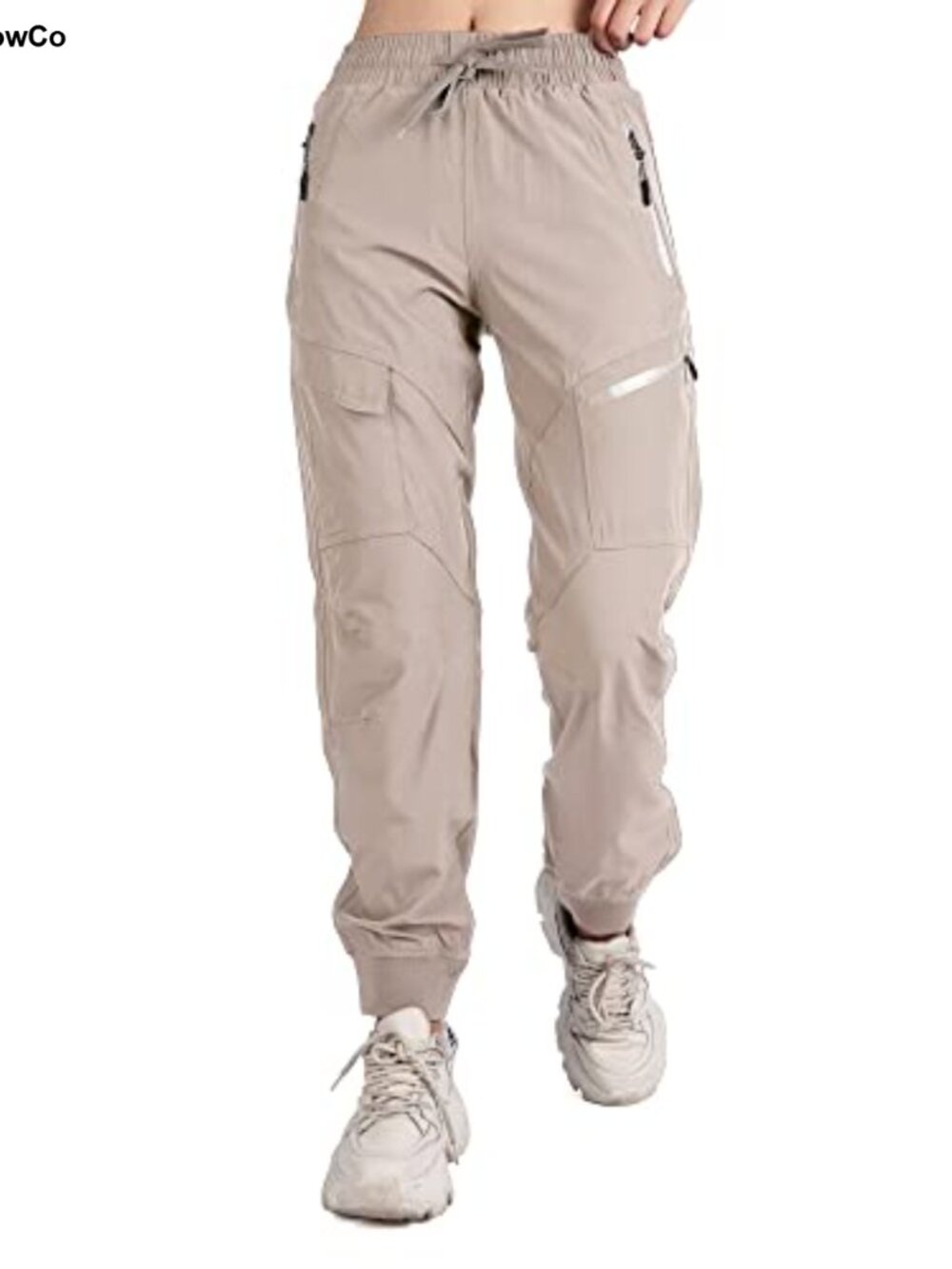 Women's Athletic Hiking Cargo Joggers Lightweight Quick Dry UPF 50 Zipper